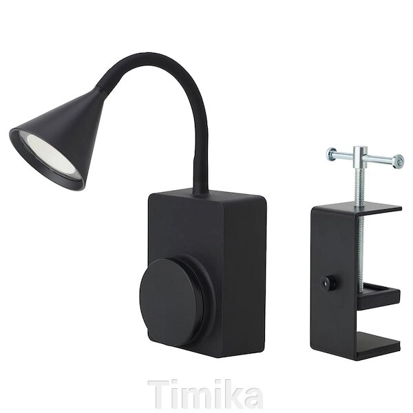 Світлодіодний прожектор TÅGVIRKE з кліпсою, зовнішня батарея/регульований чорний від компанії Timika - фото 1