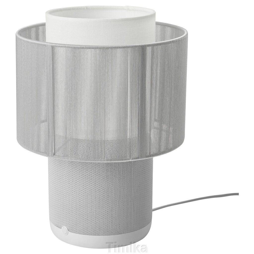 SYMFONISK Лампа/колонка з WiFi, тканинний абажур, білий від компанії Timika - фото 1