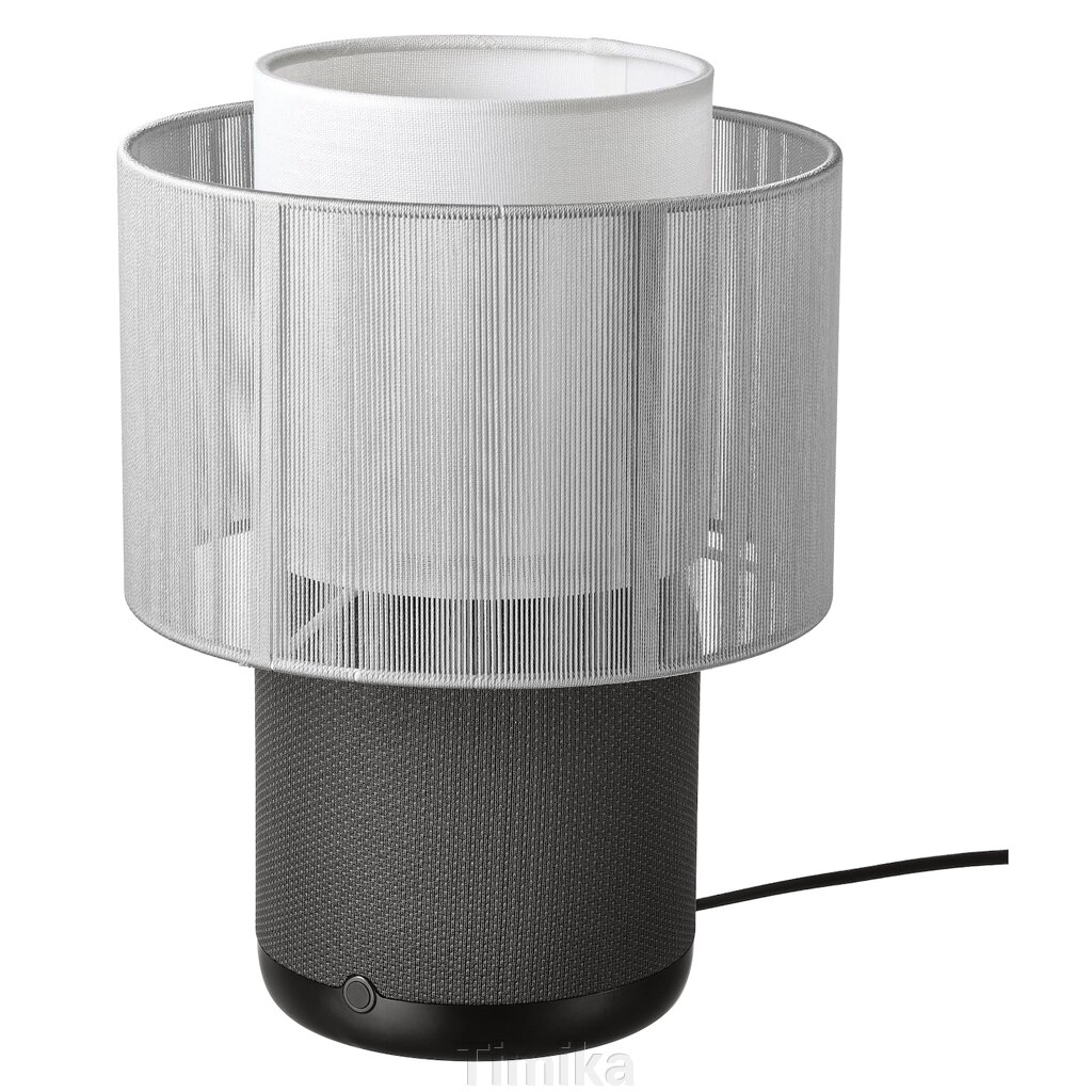 SYMFONISK WiFi лампа/динамік, тканинний плафон, чорно-білий від компанії Timika - фото 1