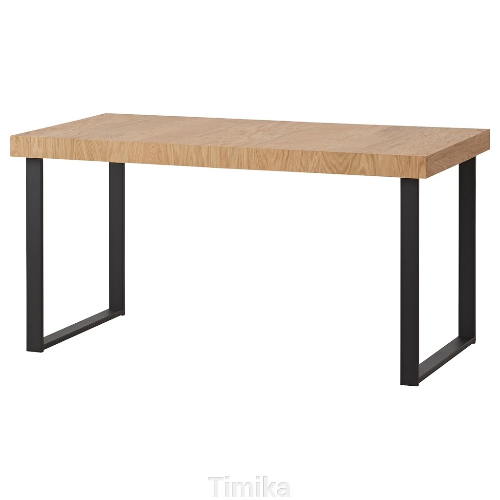 TARSELE Розкладний стіл, дуб/чорний шпон, 150/200x80 см від компанії Timika - фото 1