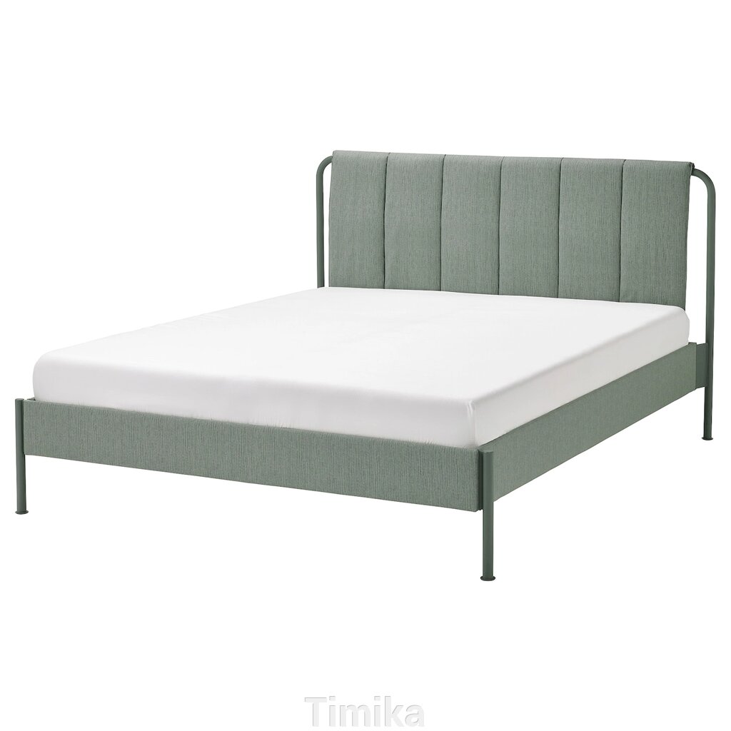 TÄLLÅSEN Каркас ліжка з оббивкою, Сферична сіро-зелена, 160x200 см від компанії Timika - фото 1