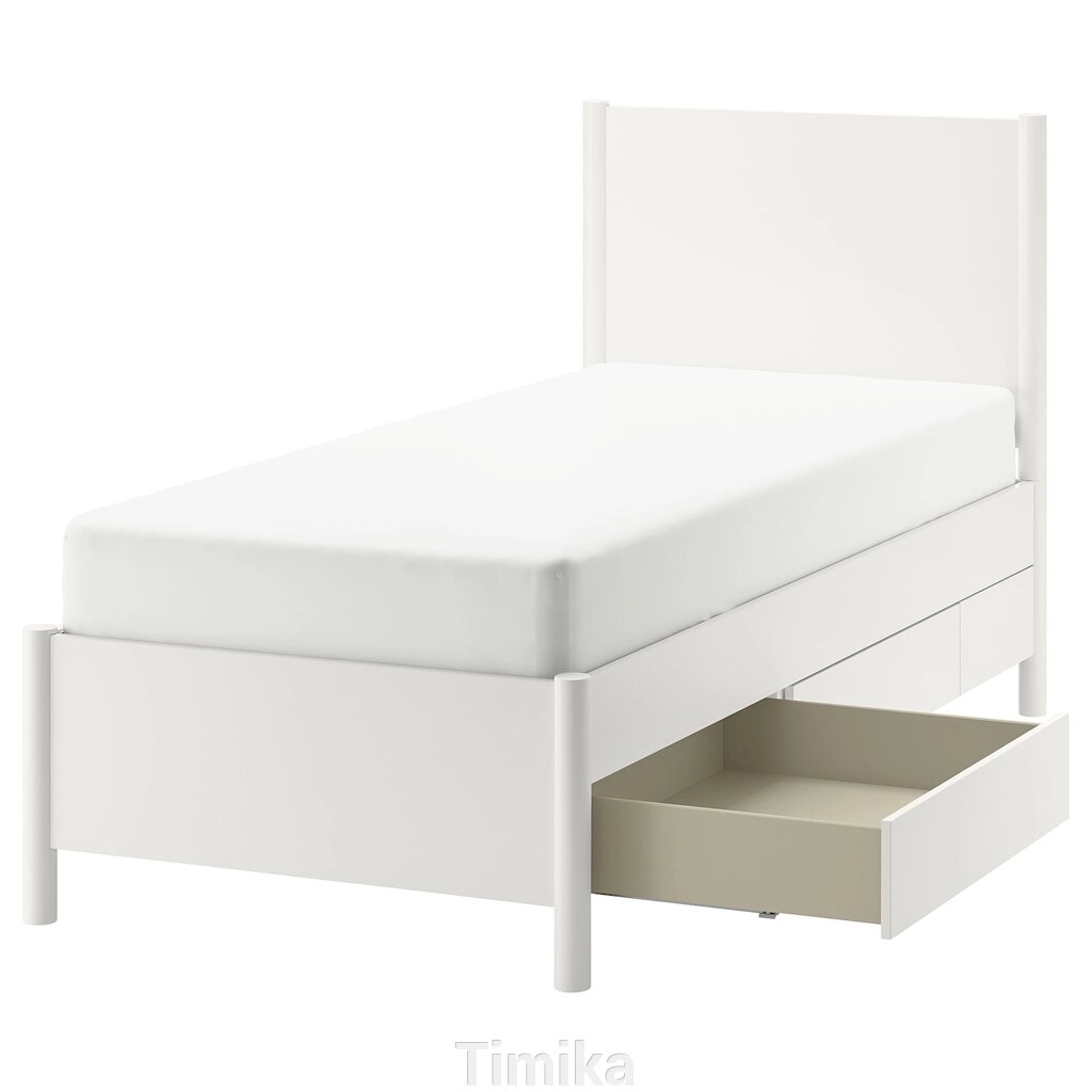 TONSTAD Каркас ліжка з ящиками, кремовий/Leirsund, 90x200 см від компанії Timika - фото 1
