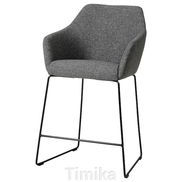 TOSSBERG Барний стілець зі спинкою, чорний метал/Гуннаред темно-сірий від компанії Timika - фото 1