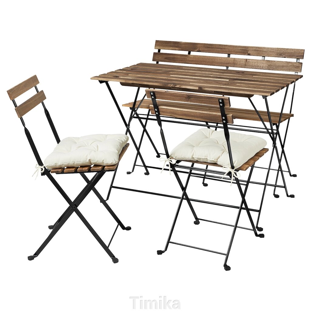 TÄRNÖ Стіл + 2 стільці + лавка, зовнішній, чорний/світло-коричневий/куддарна бежевий від компанії Timika - фото 1