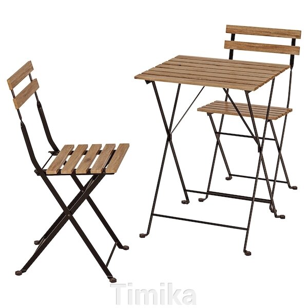 TÄRNÖ Стіл + 2 стільці, надворі, чорна/світло-коричнева морилка від компанії Timika - фото 1