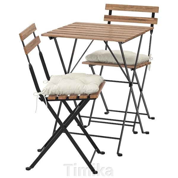 TÄRNÖ Стіл + 2 стільці, відкритий, чорний/світло-коричневий/куддарна бежевий від компанії Timika - фото 1