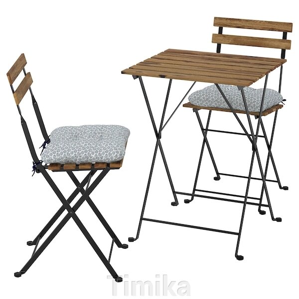 TÄRNÖ Стіл + 2 стільці, відкритий, чорний/світло-коричневий/синій Klösan від компанії Timika - фото 1