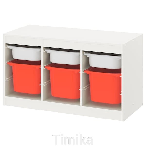 TROFAST Стелаж з контейнерами, білий білий/помаранчевий, 99x44x56 см від компанії Timika - фото 1