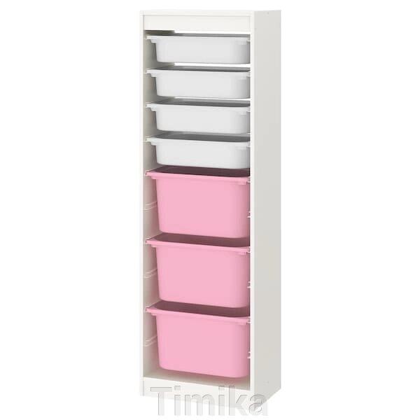 TROFAST Стелаж з контейнерами, білий/білий рожевий, 46x30x145 см від компанії Timika - фото 1