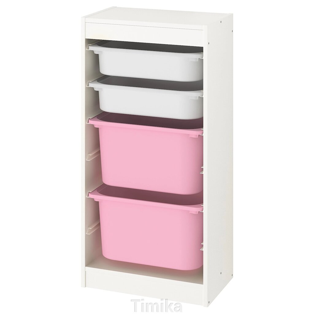 TROFAST Стелаж з контейнерами, білий/білий рожевий, 46x30x94 см від компанії Timika - фото 1