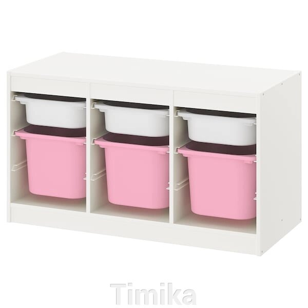 TROFAST Стелаж з контейнерами, білий білий/рожевий, 99x44x56 см від компанії Timika - фото 1