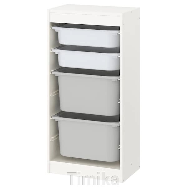 TROFAST Стелаж з контейнерами, білий/білий сірий, 46x30x94 см від компанії Timika - фото 1