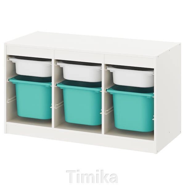 TROFAST Стелаж з контейнерами, білий/бірюзовий, 99x44x56 см від компанії Timika - фото 1