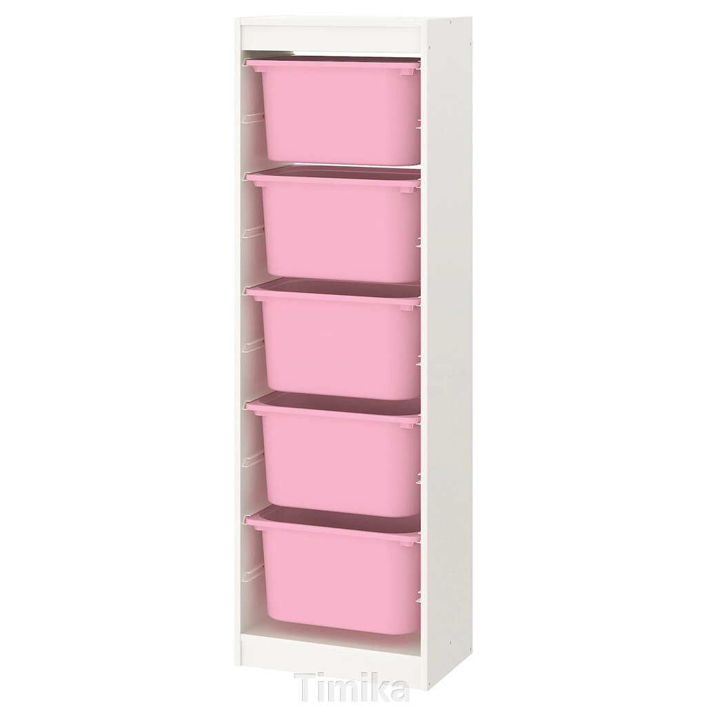 TROFAST Стелаж з контейнерами, білий/рожевий, 46x30x145 см від компанії Timika - фото 1