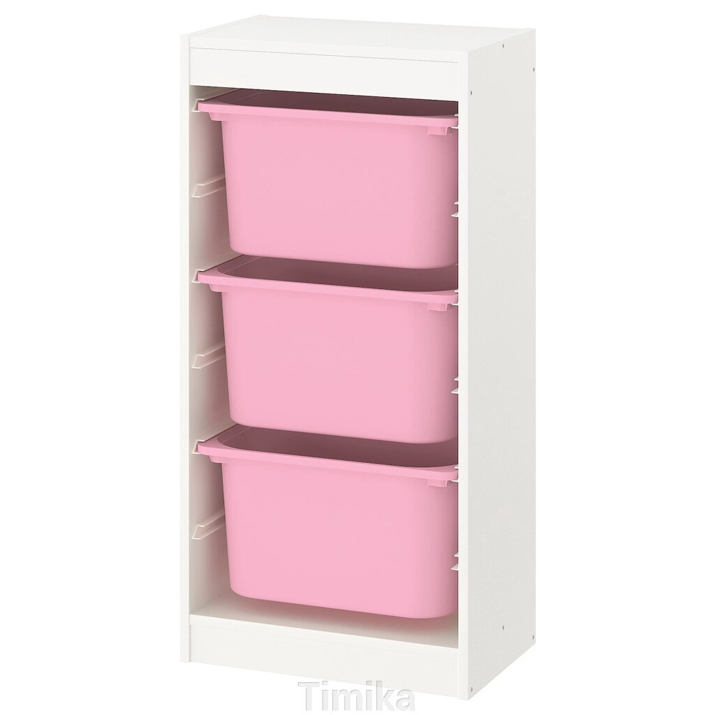 TROFAST Стелаж з контейнерами, білий/рожевий, 46x30x94 см від компанії Timika - фото 1