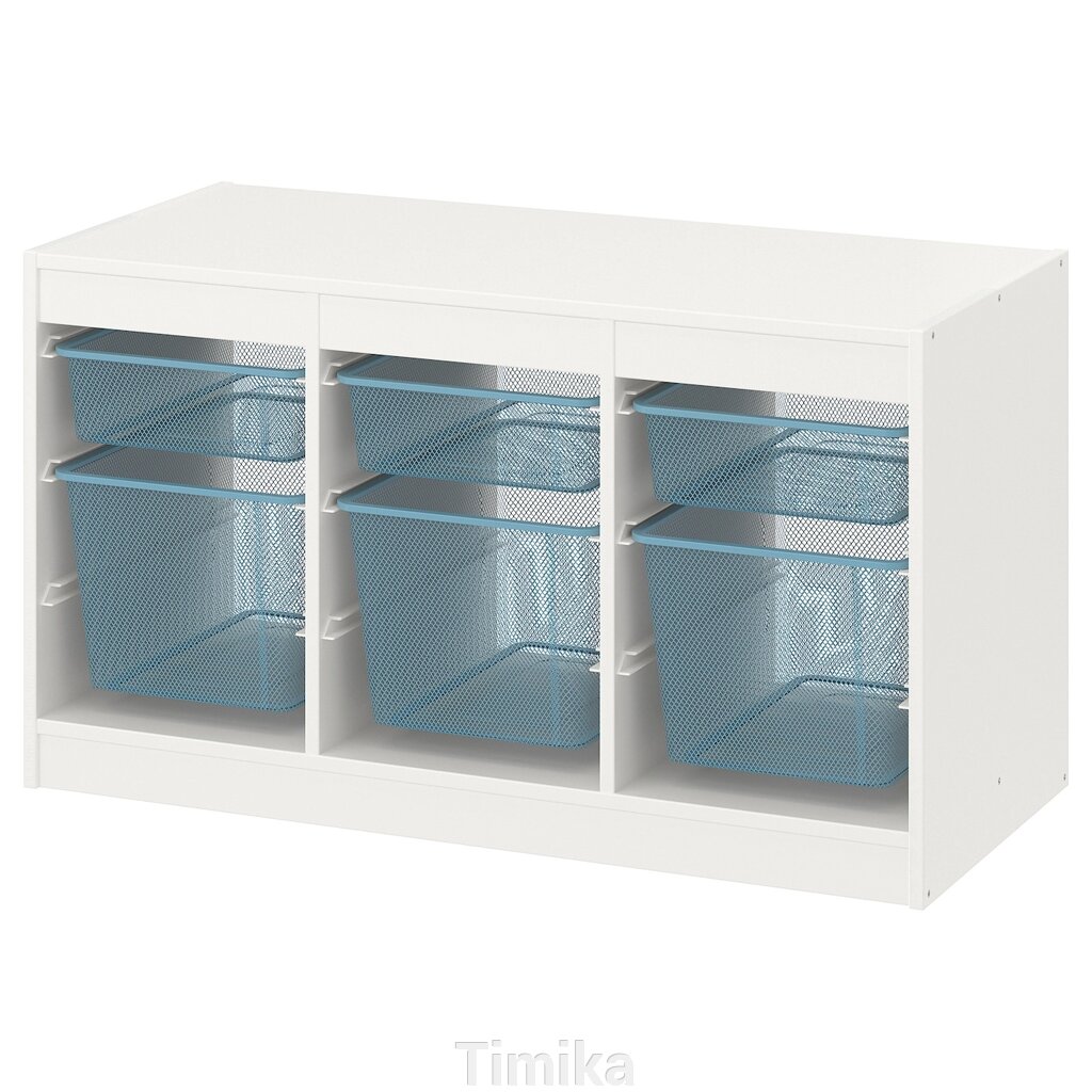 ТРОФАСТ Стелаж з контейнерами, білий/синьо-сірий, 99x44x56 см від компанії Timika - фото 1
