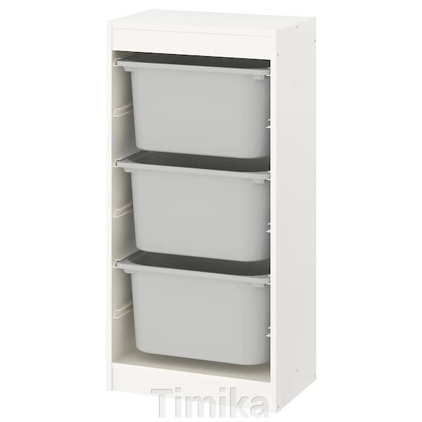 TROFAST Стелаж з контейнерами, білий/сірий, 46x30x94 см від компанії Timika - фото 1