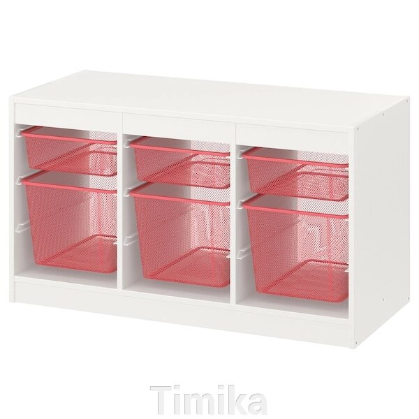 TROFAST Стелаж з контейнерами, білий/світло-червоний, 99x44x56 см від компанії Timika - фото 1