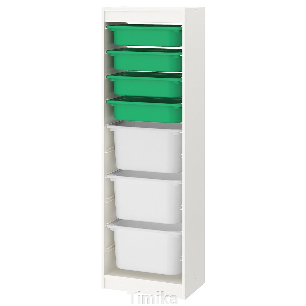 TROFAST Стелаж з контейнерами, білий/зелено-білий, 46x30x145 см від компанії Timika - фото 1