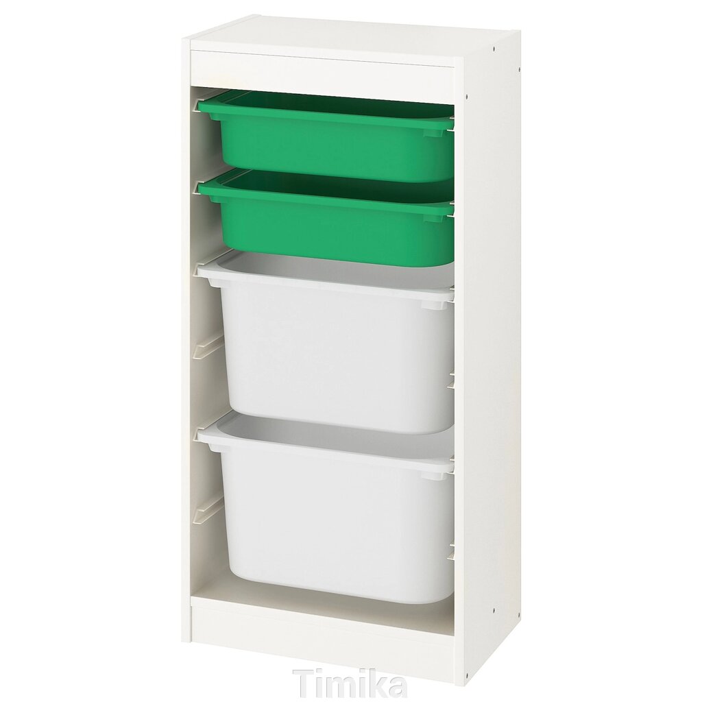 TROFAST Стелаж з контейнерами, білий/зелено-білий, 46x30x94 см від компанії Timika - фото 1