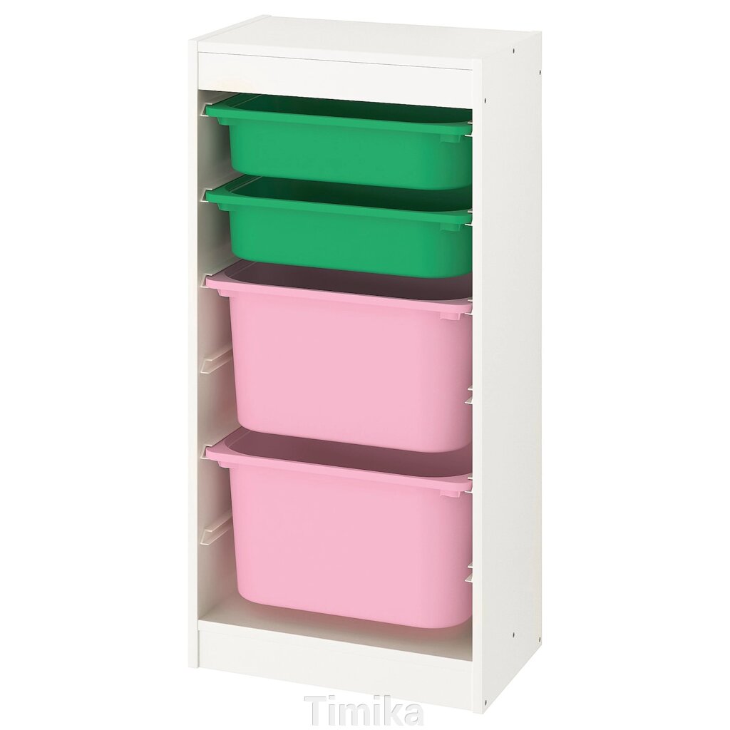 TROFAST Стелаж з контейнерами, білий/зелено-рожевий, 46x30x94 см від компанії Timika - фото 1