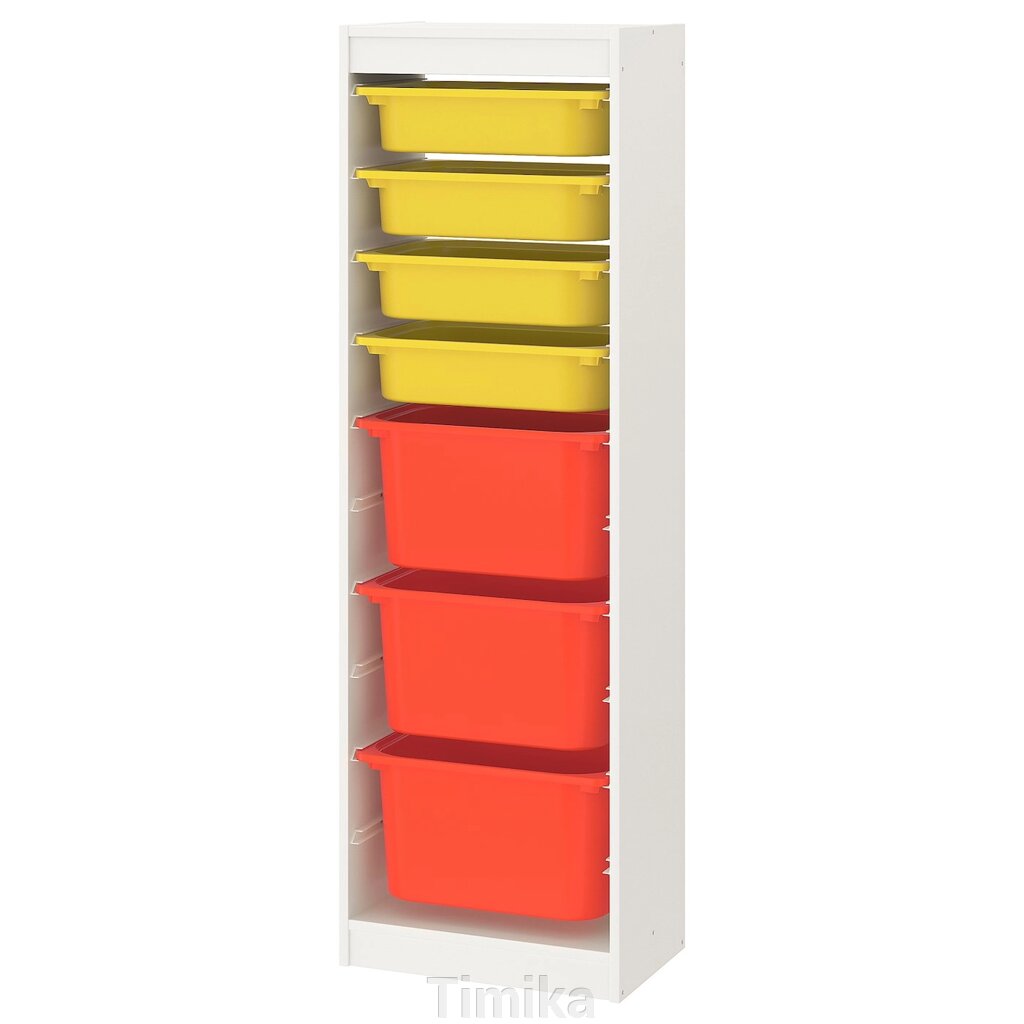 TROFAST Стелаж з контейнерами, білий/жовто-помаранчевий, 46x30x145 см від компанії Timika - фото 1
