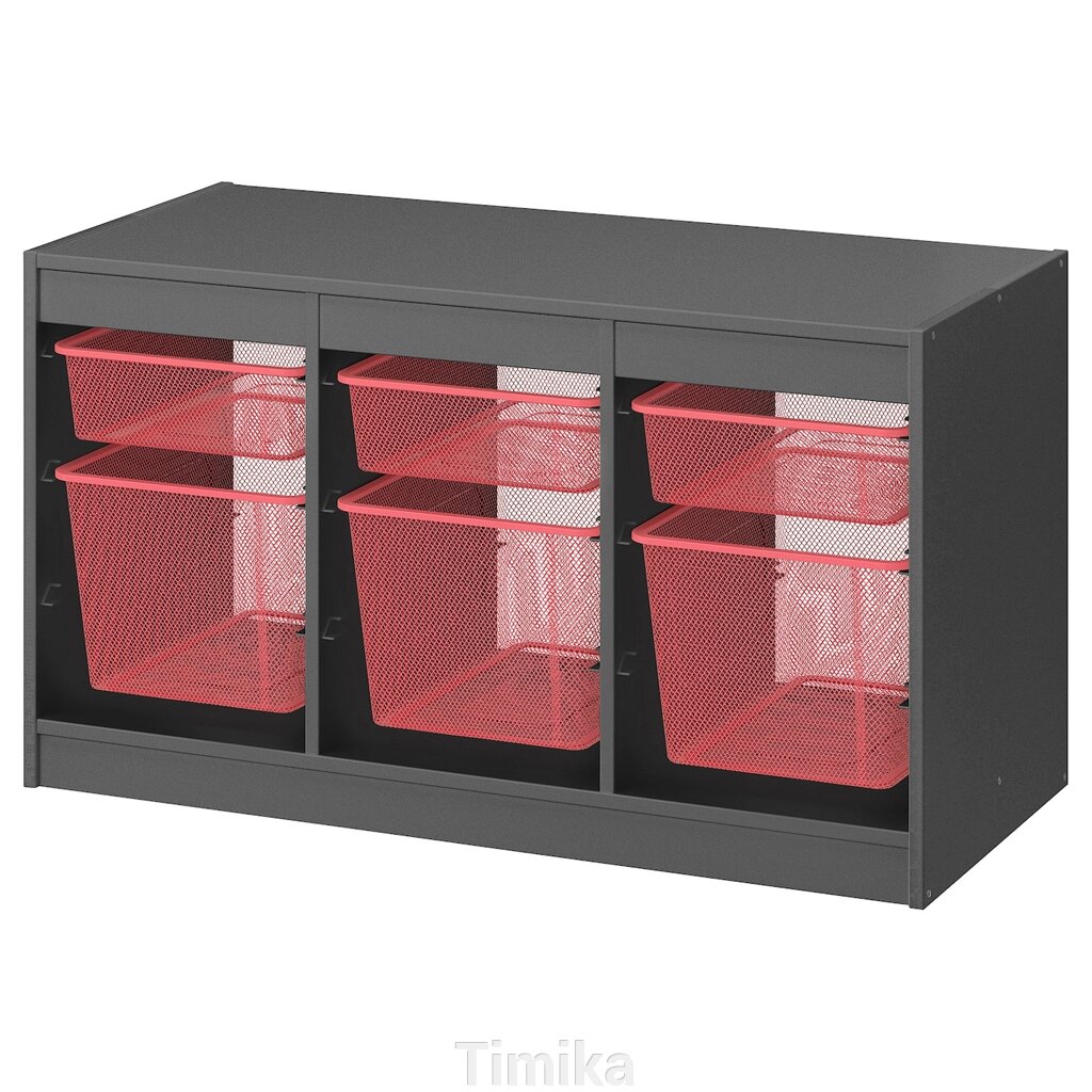 TROFAST Стелаж з контейнерами, сірий/світло-червоний, 99x44x56 см від компанії Timika - фото 1