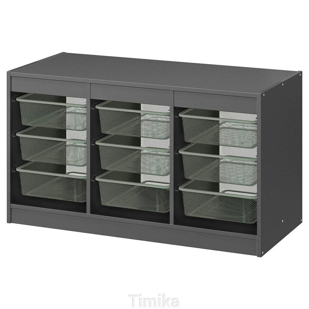 ТРОФАСТ Стелаж з контейнерами, сірий/світло-зелено-сірий, 99x44x56 см від компанії Timika - фото 1