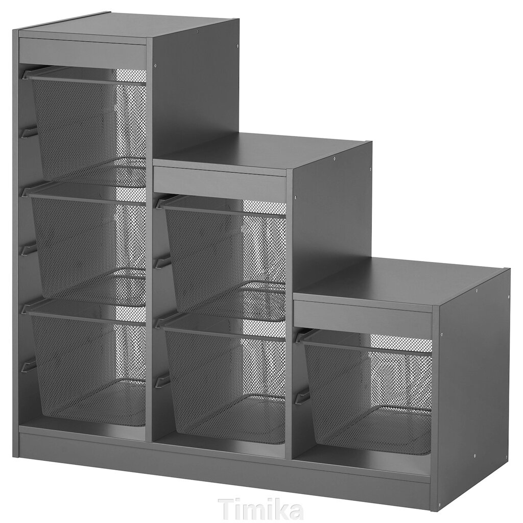 ТРОФАСТ Стелаж з контейнерами, сірий/темно-сірий, 99х44х94 см від компанії Timika - фото 1