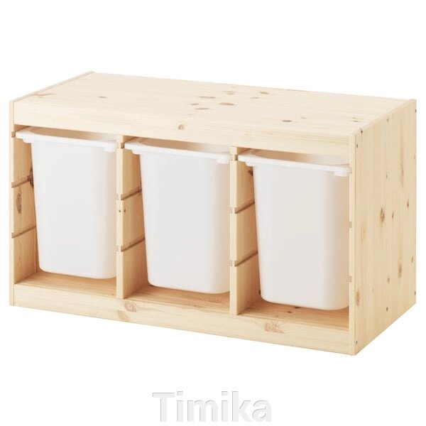 ТРОФАСТ Стелаж з контейнерами, сосна біла морилка/білий, 93x44x52 см від компанії Timika - фото 1
