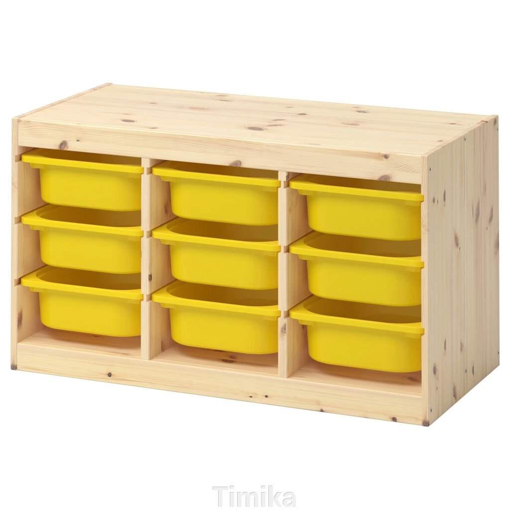 ТРОФАСТ Стелаж з контейнерами, сосна світла, біла/жовта морилка, 93x44x52 см від компанії Timika - фото 1