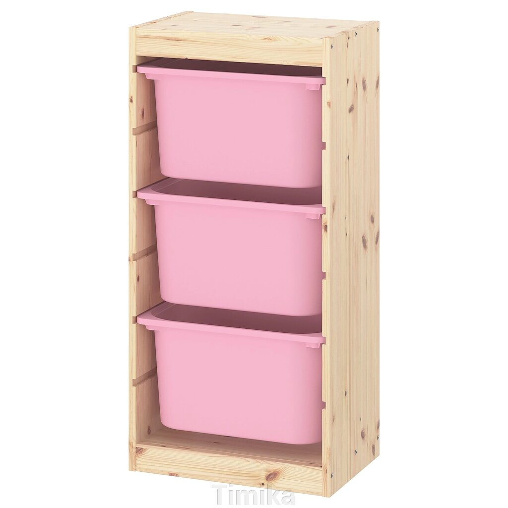 ТРОФАСТ Стелаж з контейнерами, сосна світло-біла/рожева, 44x30x91 см від компанії Timika - фото 1
