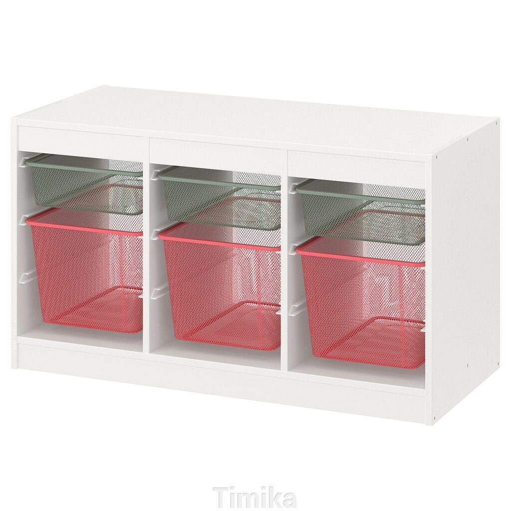 TROFAST Стелаж з контейнерами, світло-білий зелено-сірий/світло-червоний, 99x44x56 см від компанії Timika - фото 1