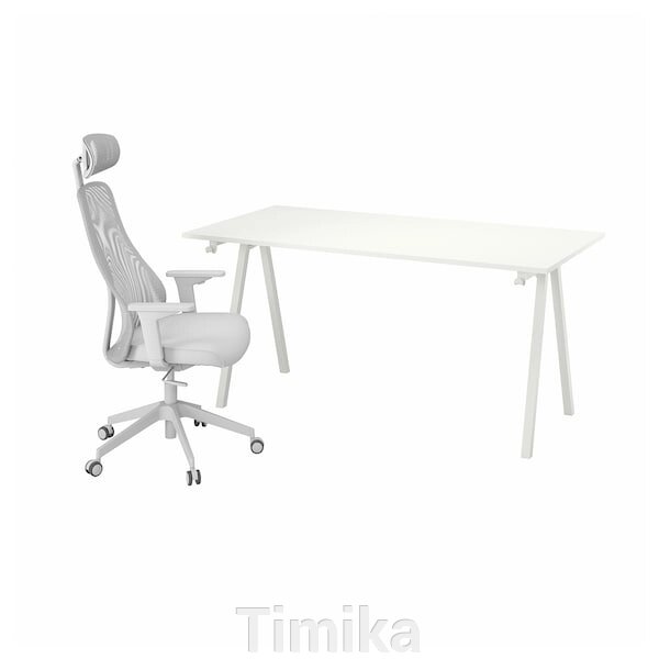 TROTTEN / MATCHSPEL Стіл і стілець, білий/світло-сірий від компанії Timika - фото 1