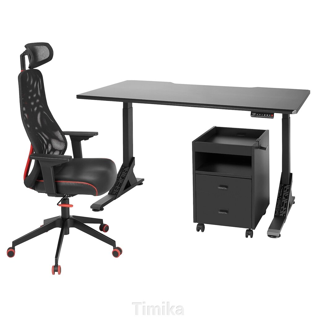UPPSPEL / MATCHSPEL Стіл, стілець і комод, чорний, 140x80 см від компанії Timika - фото 1