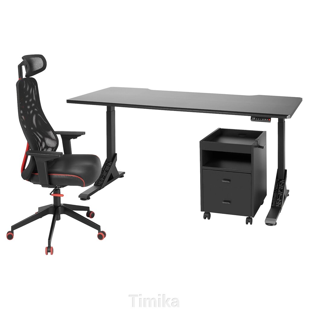 UPPSPEL / MATCHSPEL Стіл, стілець і комод, чорний, 180x80 см від компанії Timika - фото 1