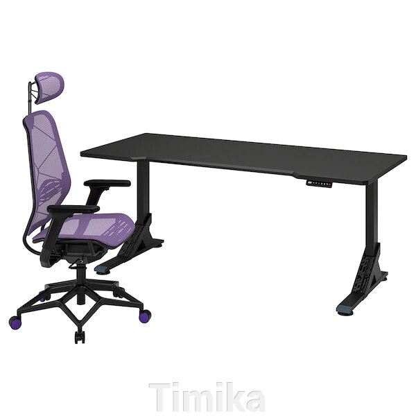 UPPSPEL / STYRSPEL Ігровий стіл і стілець, чорний/фіолетовий, 180x80 см від компанії Timika - фото 1