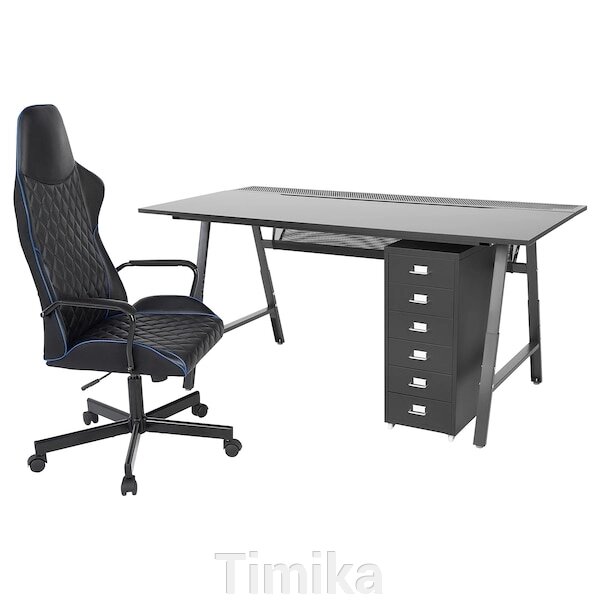 UTESPELARE / HELMER Стіл, стілець і комод, чорний від компанії Timika - фото 1