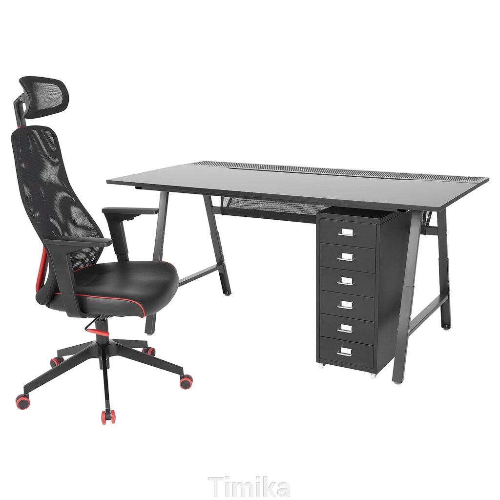 UTESPELARE / MATCHSPEL Ігровий стіл, стілець і комод, чорний від компанії Timika - фото 1