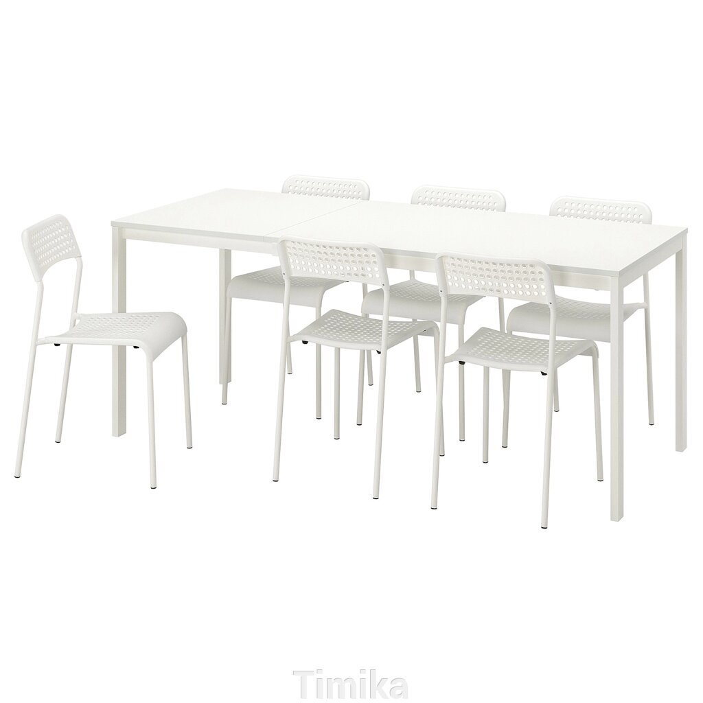 VANGSTA / ADDE Стіл і 6 стільців, білий/білий, 120/180 см від компанії Timika - фото 1