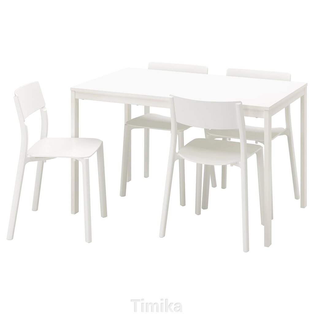 VANGSTA / JANINGE Стіл і 4 стільці, білий/білий, 120/180 см від компанії Timika - фото 1