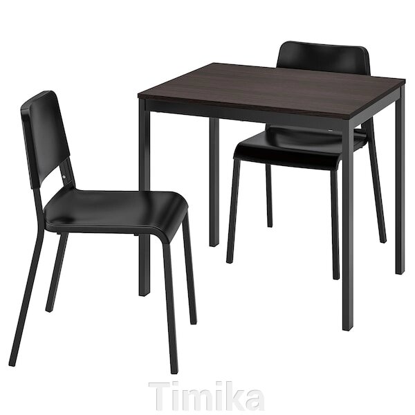 VANGSTA / TEODORES Стіл і 2 стільці, чорний темно-коричневий/чорний, 80/120 см від компанії Timika - фото 1