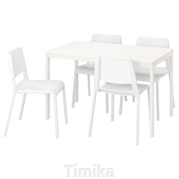 VANGSTA / TEODORES Стіл і 4 стільці, білий/білий, 120/180 см від компанії Timika - фото 1