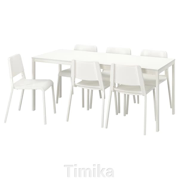 VANGSTA / TEODORES Стіл і 6 стільців, білий/білий, 120/180 см від компанії Timika - фото 1
