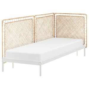 VEVELSTAD Каркас ліжка з 3 узголів'ями, білий/ротанг Tolkning, 90x200 см