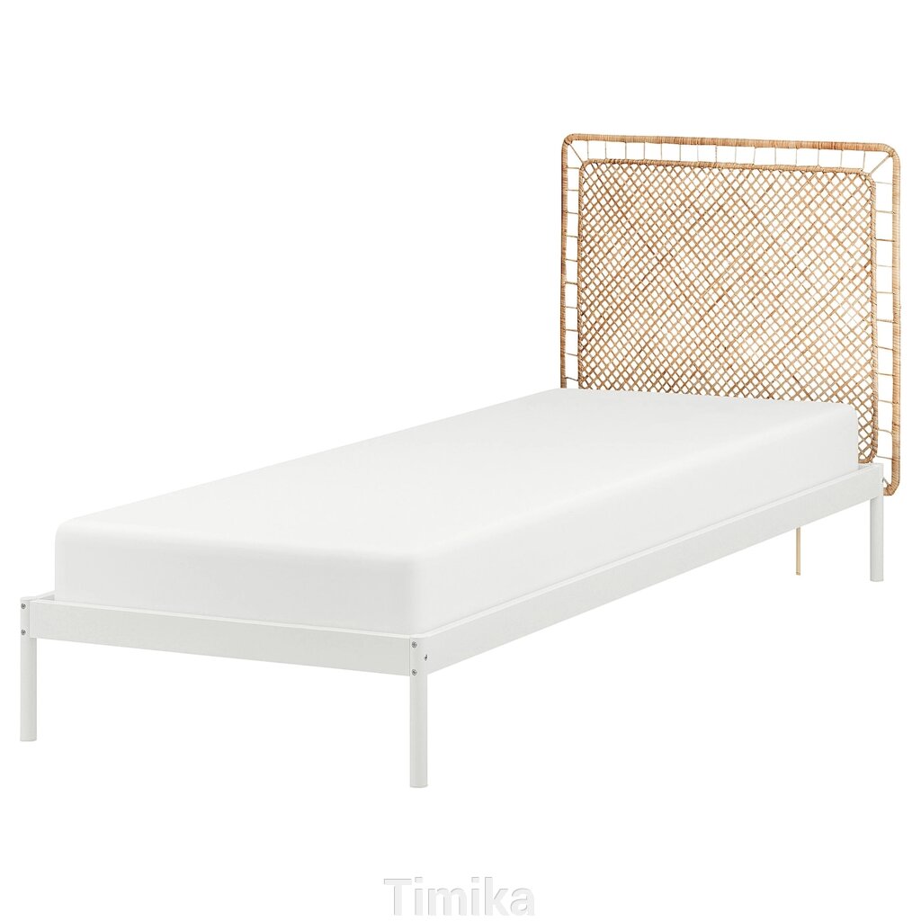 VEVELSTAD Каркас ліжка 1 узголів'я, білий/ротанг Tolkning, 90x200 см від компанії Timika - фото 1