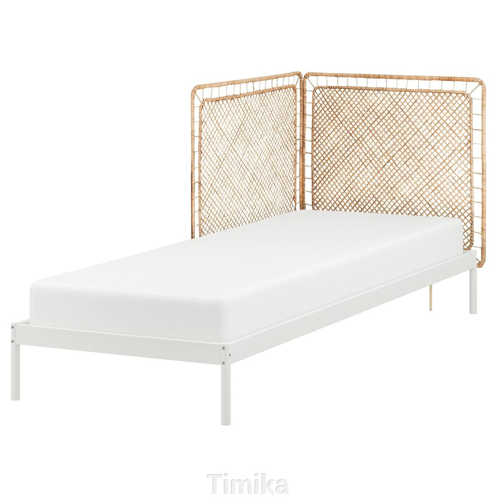 VEVELSTAD Каркас ліжка/2 узголів'я, білий/ротанг Tolkning, 90x200 см від компанії Timika - фото 1