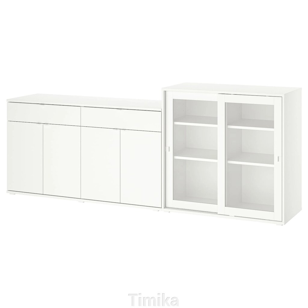 VIHALS Книжкова шафа/скляні двері, білий/прозоре скло, 235x37x90 см від компанії Timika - фото 1