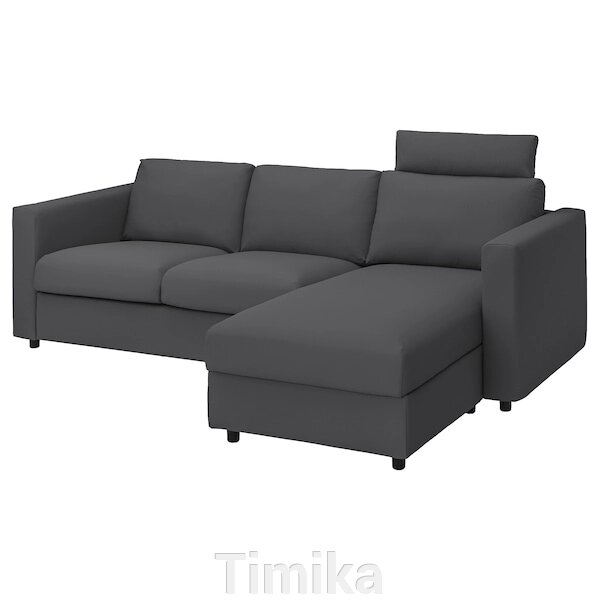 VIMLE 3-місний диван з шезлонгом, підголівник/Халларп сірий від компанії Timika - фото 1