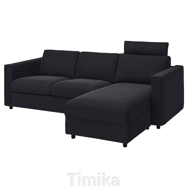 VIMLE 3-місний диван з шезлонгом, з підголівником Saxemara/чорно-синій від компанії Timika - фото 1